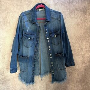 Westbound Woman Women's Size Large Distressed Raw Hem Denim Jean Jacket